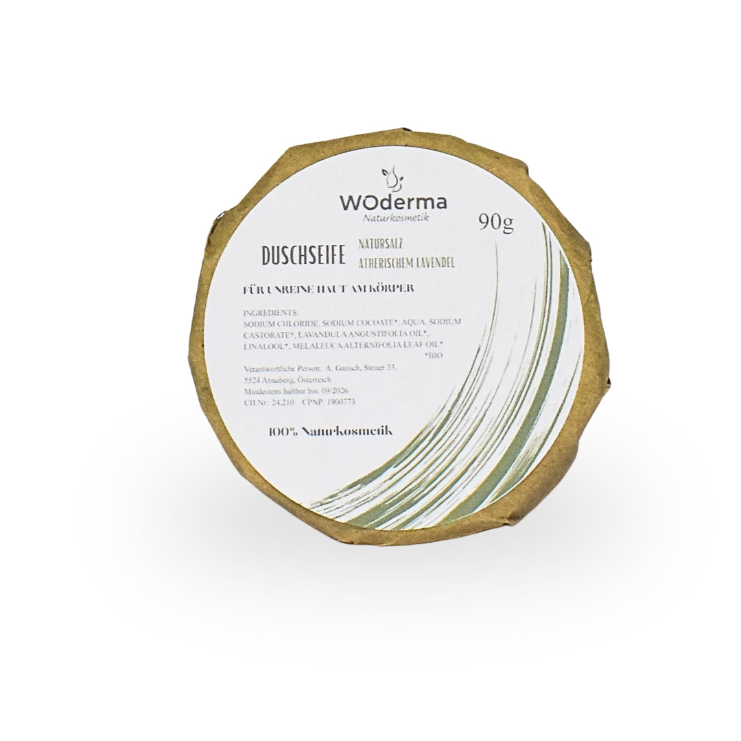 Duschseife mit BIO Lavendelöl und Natursalz.. - Wild Origins
