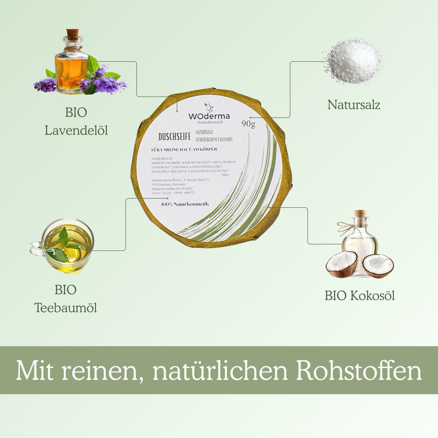 Duschseife mit BIO Lavendelöl und Natursalz - Wild Origins