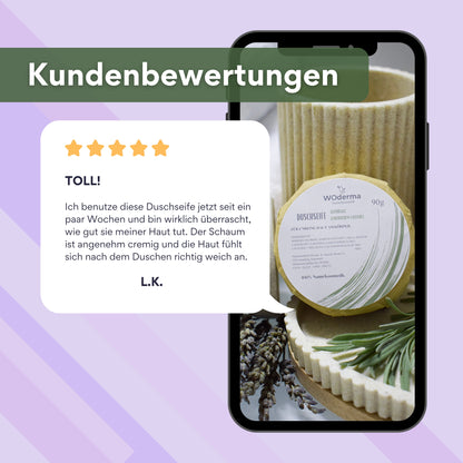 Duschseife mit BIO Lavendelöl und Natursalz - Wild Origins