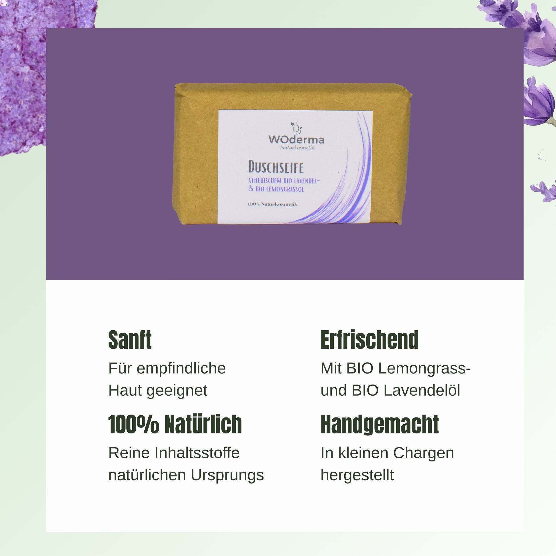 Duschseife mit BIO Lemongrass- und BIO Lavendelöl - Wild Origins
