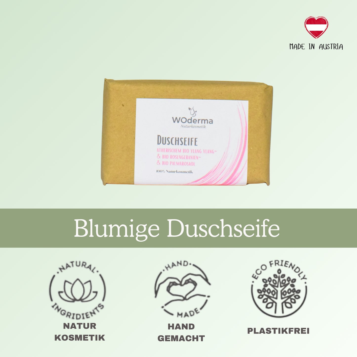 Duschseife mit BIO Rosengeranien- und BIO Palmarosaöl - Wild Origins
