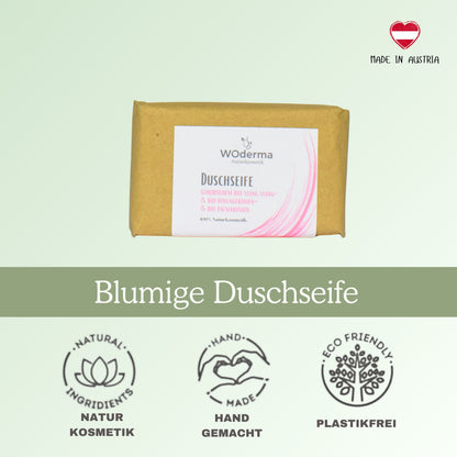 Duschseife mit BIO Rosengeranien- und BIO Palmarosaöl - Wild Origins