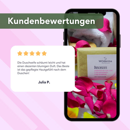 Duschseife mit BIO Rosengeranien- und BIO Palmarosaöl - Wild Origins
