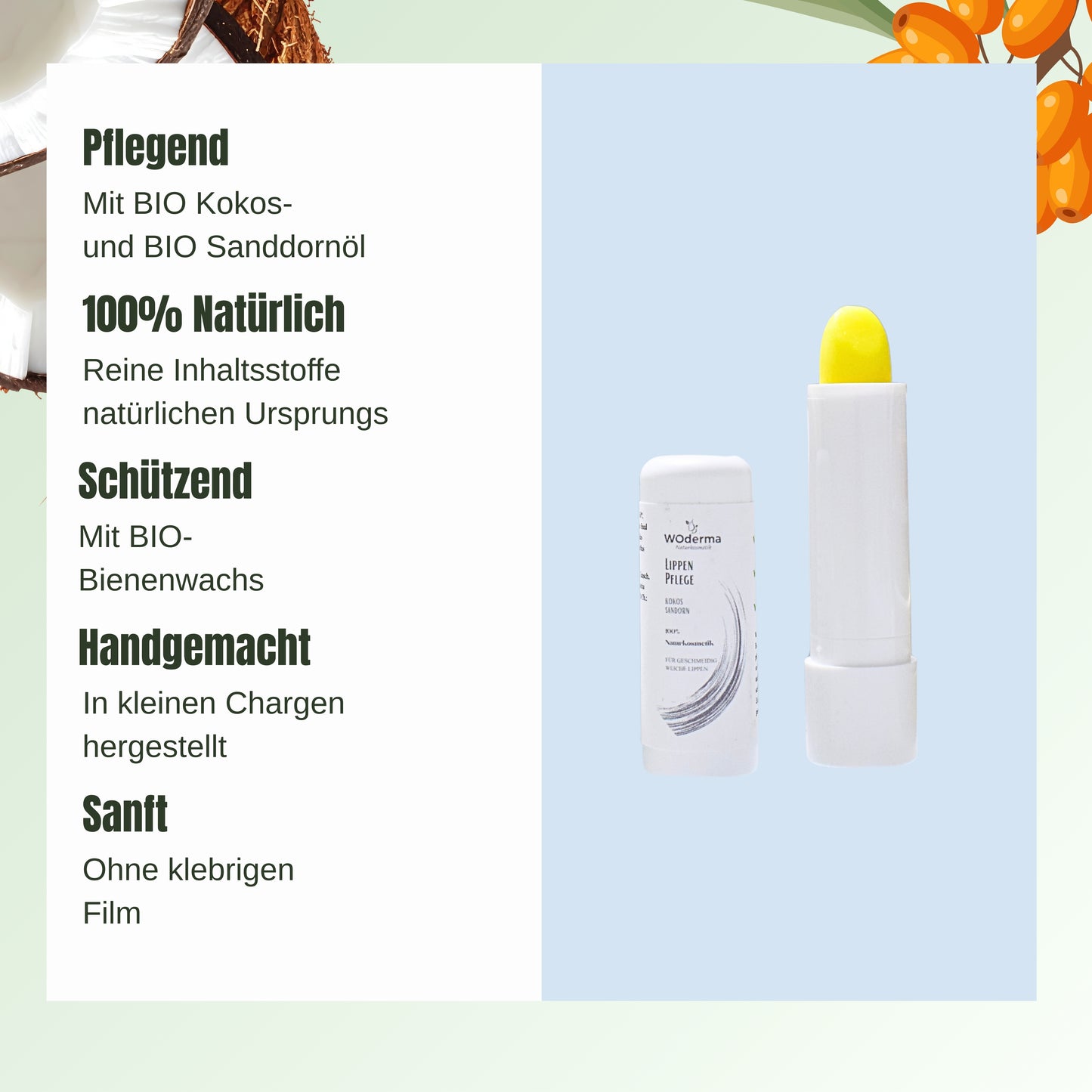 Lippenpflege mit BIO Sanddorn- und BIO Kokosöl - Wild Origins