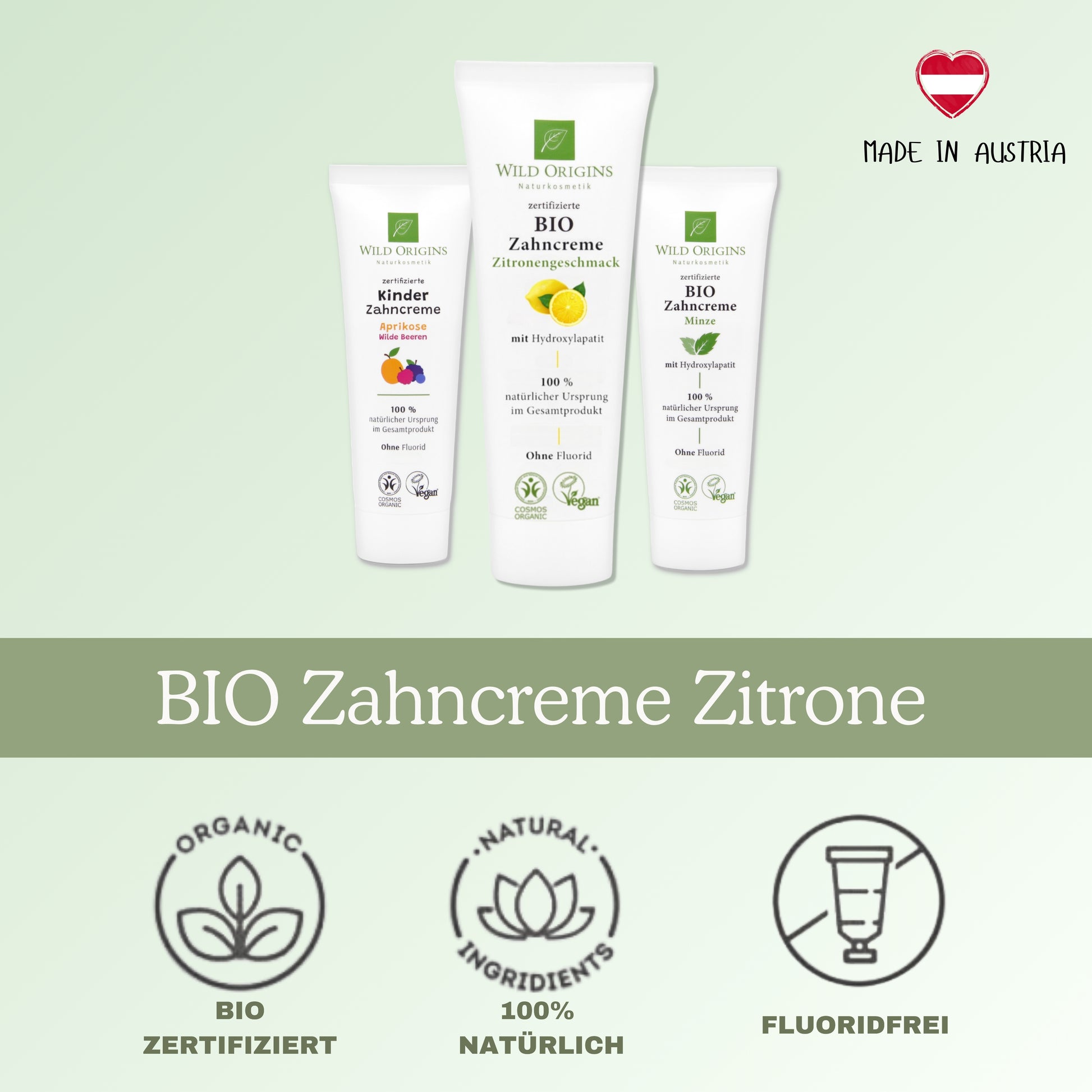 Bio Zahnpasta ohne Fluorid Zitrone - Wild Origins