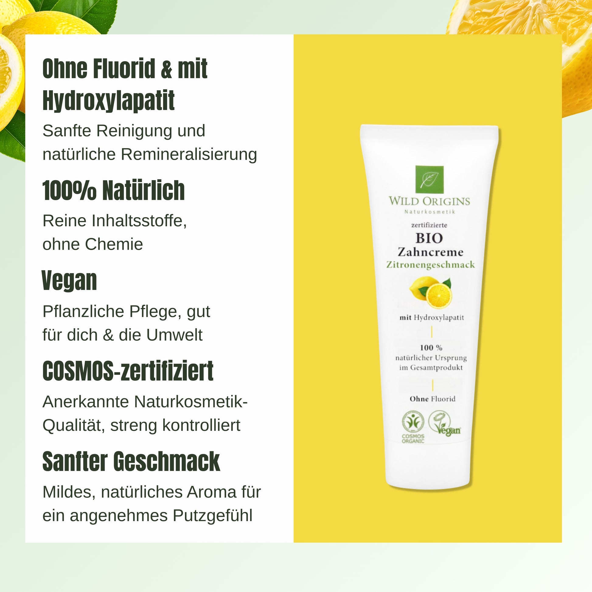 Bio Zahnpasta ohne Fluorid Zitrone - Wild Origins