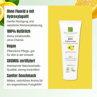 Bio Zahnpasta ohne Fluorid Zitrone - Wild Origins