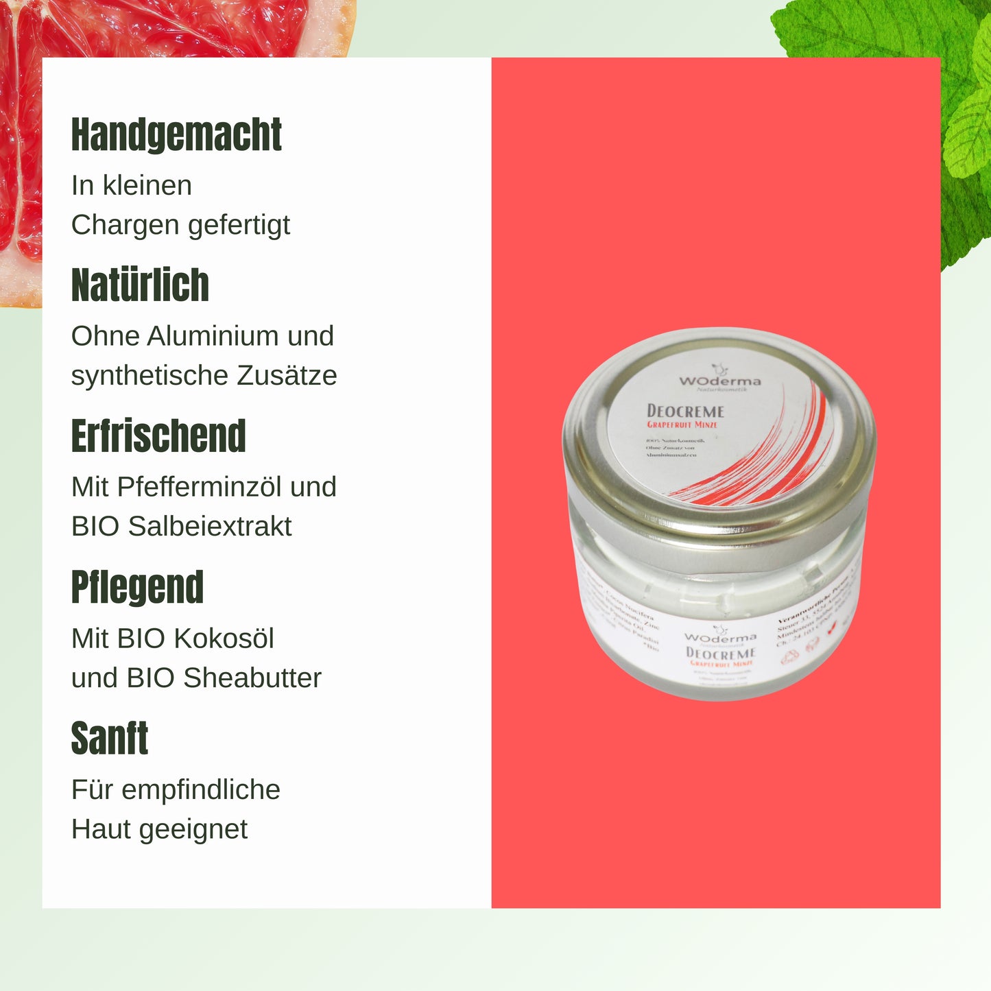 Deocreme mit ätherischem Grapefruit- und Pfefferminzöl - Wild Origins